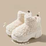 Plush Cotton Shoes Women Winter New Simple Fashionable Plush Warm Fashionable Snow Boots Thick Soled Casual