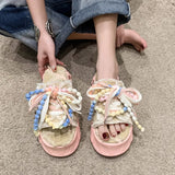 Breakj Celebrity Beach Slippers Children Summer Wear 2023 New Versatile Flip-Flops Bow