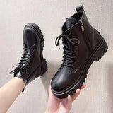 Boots Girls 2024 New Products Lady British Style Black Heightened