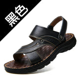 Sandals Men's Summer New Men's Casual Beach Shoes Leather Fashion Breathable Slippers Thick-soled Shoes Tide Man
