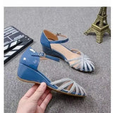 Sandals Woman Leather 2024 Summer Nubuck Shoes Closed Toe Espadrilles Platform Suit Female Beige Breathable Low-heeled