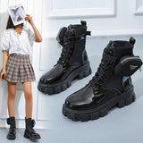 Breakj 2025 New With Round Head Thick-Bottomed Short-Sleesize Female English Style Martin
