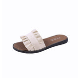 Spring And Summer New Women's Shoes Slippers Lotus Leaf Edge Leisure Beach Women's Sandals Flat-Soled