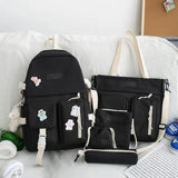 NEW 5 Piece Set backpacks fashion canvas kawaii female Korean Shoulder bag Casual College Students backpack School bag for
