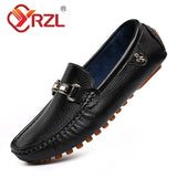 Loafers Men Handmade Leather Shoes Casual Driving Flats Slip-on Shoes Moccasins Boat Shoes Black/White/Blue Plus Size
