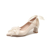 Breakj Wedding Shoes Female 2023 New Bride Main Wedding Dress Show He Two Wear Thick Heel Pregnant Women Not Tired High Heel