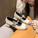 Breakj Casual High-Retro French Single-Shoe Small Scented Silver Lily One-Word Temperament Light-Mouthed Mary Jane