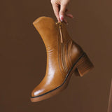 Breakj `Chelsea Boots Autumn Coarse And Brown Short Boots Lady British Handsome Martin Boots Boots