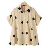 Women Casual Short Sleeve Polka Dot Blouse ZANZEA Elegant Turn Down Collar Shirt Summer Printed Oversize Tunic Tops Female