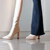 Breakj Skinny Boots Female Elasticity Thin Hips With High-Heeling Velvet Short Boots Autumn And Winter Elastic Single Boots Plus Velvet