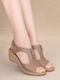 2022 Summer Women Sandals Zipper Wedge Sandals Plus Size Sandals Flat Women Shoes Sandals Ladies Roman Sandals zapatos de