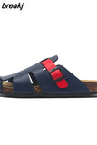 2023 New Summer Buckle Cork Slipper Casual Women Mixed Color Beach Outside Non-slip Closed Toe Cut-outs Slides