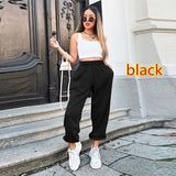 New Women Solid Sports Trousers Autumn Winter Casual Loose Running Jogger Pants Female Elastic Waist Street Long