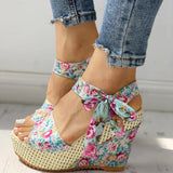 2020 Fashion INS Hot Lace Leisure Women Wedges Heeled Women Shoes Summer Sandals Party Platform High Heels Shoes