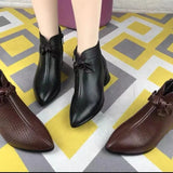 Women Short Boots Autumn New Ethnic Style Pointed Chunky Heel Ankle Boots Casual Comfortable Warm Plush Women Winter