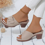 Breakj Mouth Slippers Women 2025 Summer New Size Coarse And Fang Buckle Type High Heel