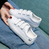 Breakj Children 2025 New Casual Shoes Fashion Women's Shoes Students Breathable Magic Sticker Small White Shoes Spring And Autumn Flat Plate