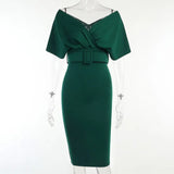 Off Shoulder Short Sleeve Dresses For Women Elegant Autumn 2021 Vintage Streetwear Party Female Vestidos With A