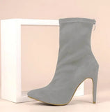 Suede Pointed Toe Women Ankle Boots Leopard Fashion Hoof High Heel All Match Short Woman Shoes Fur Boots Size