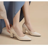 Breakj Single Shoes Women's Coarse 2025 Spring And Summer New Pointed Work Shoes Shallow One-Footed Korean Version Of Simple High