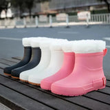 Women Rain Boots Slip-on High Quality Water Boots Waterproof Shoes Women's Rubber Rainboot Garden Galoshes Non-Slip