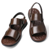 Summer New Sandals and Slippers Men's Leather Sandals Adult Thick-soled Beach Shoes Non-slip Open-toe Leather