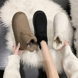 Boots, Winter Warmth, Students' Large Cotton Shoes, 2024 New Solid Color Elastic Belt Flat-Soled Short Cotton