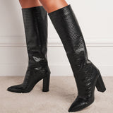 Show The Same Pointed Thick Heel Over The Knee Boots Of The New Winter