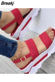 Women Sandals Shoes Summer New Platform Wedges Comfortable Ladies Shoes Open Toe Buckle Strap Slippers Female Leisure