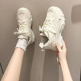 Breakj Dad Shoes Women 2025 Summer New Ins Thick Bottom Breathable Small Black Shoes Students Running Sports