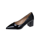 Breakj Interview Women's Shoes 2023 New Black Etiquette Student Work Single Shoes Thick Heel Civil Servant Formal High
