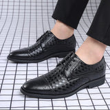Breakj Formal Men's Fashion Business Casual Leather Shoes Versatile Fashion Single Shoes Wear-Resistant Black Plus Size Men's