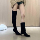 Breakj Boots More Than - Elastic Velvet High And Thin Boots Over The Knee Long Boots Female Tip Thick And French Elastic Boots Short