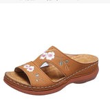 One-Size-In-One Slippers Women's Summer Roman Shoes Heel Thick-Soled Sandals Embroidered Women's Cool
