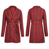 Fashion Brand New Women Slim Long Trench Coat Double-Breasted Belt red plaid Windbreaker Autumn Spring Outerwear