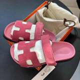 Breakj Summer New Thick Bottom Cool Slippers Large-Size Magic Sticker Outside Wearing Casual Women's