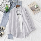 Blouses Shirts Tunic Womens Tops 2020 Womenswear Long Sleeve Clothing Button Up Down Striped 2020 New Pink Gray