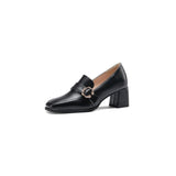Breakj Size Large Size Women's Shoes Simple Square Head Thick Heel Shoes
