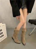 Breakj Pile Boots Children Thick And Western Cowboy Boots 2025 New Spring And Autumn Summer Single Boots High And Short