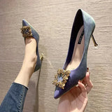 Heels Women Shoes 2023 Spring Pumps Slip On Bling Bling Pointed Wedge Latest Shallow Mouth Sandals Ladies All-Match