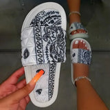 Slides Women Cool Graffiti Slippers Women Home Women's Summer Sandals Red Blue Black Tie Dye Footwear