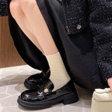Breakj 2023 New Fashion Small Fragrant Wind Lacquer Leather Round Head Low Heel Single Shoes Women's Type Small Leather