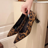 Breakj French Leopard-Print Cat Heel Single-Shoe Woman 2025 New Light High-Heeled High-Heeled High-Heeled Shoes