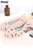 Women Sandals 2023 Hollow Flat Shoes Female Slip on Sandals Fashion Soft Light Slides Ladies Comfortable Beach Flat