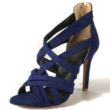 Breakj Sandals Women Sandals Women 2023 Summer Plus Size 40-43 Fine Heel Suede Perennial Shipment