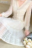 Fairy Elegant Dress Women Casual One-piece Dress Korean Long Sleeve V-neck Evening Party Vintage Dress Female 2023