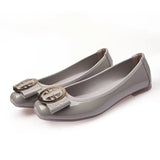 Women Fashion Flats Shoes Square Toe PU Leather Shoes Ballet Flats Women Golden Ballerinas Shoes Girls