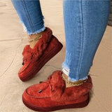 Boots Women Fur Slip-on Cotton Shoes Bowknot Plush Loafers Warm Short Snow Boots Female Furry Flat Shoes Platform