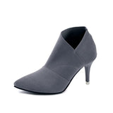 Spring and Autumn New Solid Tone Pointed Sleeve Wearing Thin Heel Versatile Single Boot Women Comfortable Women's