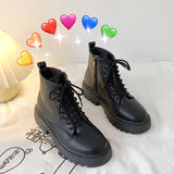 Front Strap Martin Boots Girls 2023 Summer New Ins Thick Soles High Short Boots Thin